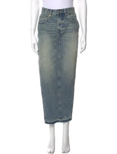 Pre-owned R13 Distressed Accents Midi Length Skirt In Blue