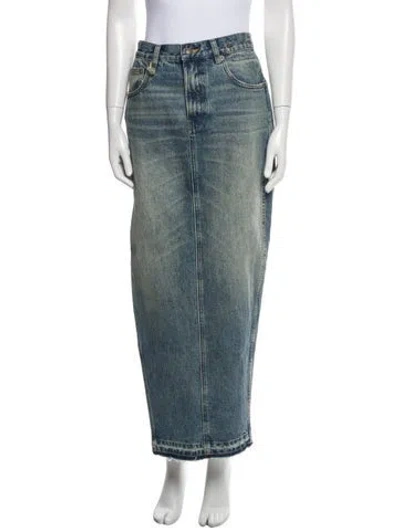 Pre-owned R13 Distressed Accents Midi Length Skirt W/ Tags In Blue