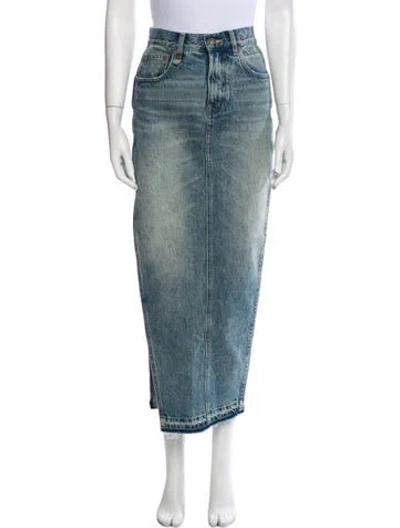 Pre-owned R13 Distressed Accents Midi Length Skirt W/ Tags In Blue