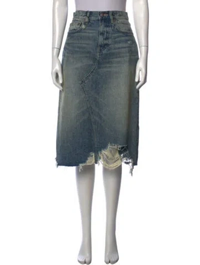 Pre-owned R13 Distressed Accents Midi Length Skirt W/ Tags In Blue
