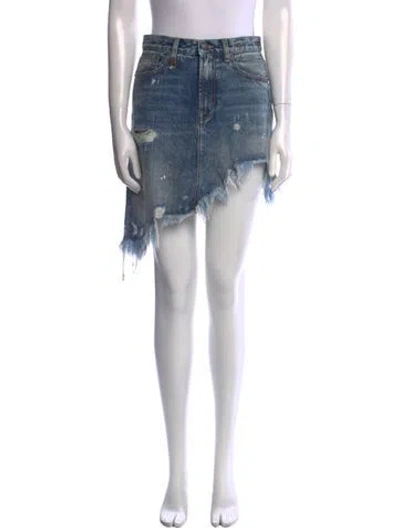 Pre-owned R13 Distressed Accents Mini Skirt In Blue