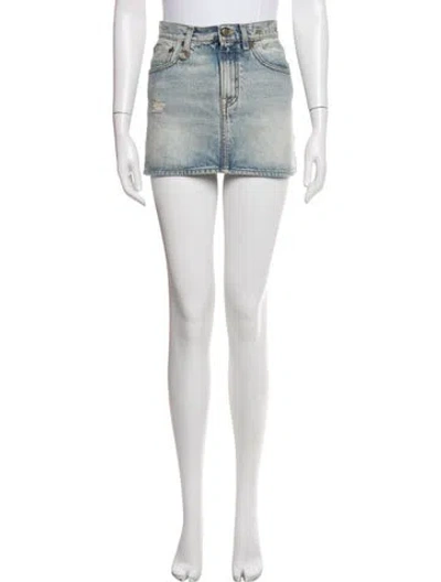 Pre-owned R13 Distressed Accents Mini Skirt In Blue