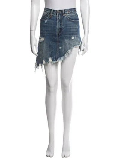 Pre-owned R13 Distressed Accents Mini Skirt In Blue