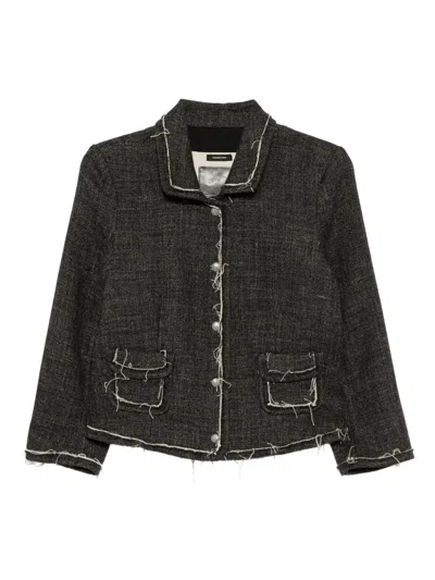 R13 Distressed Boxy Jacket In Black