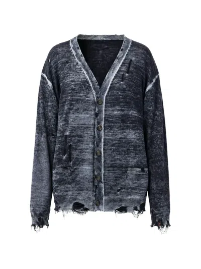 R13 Distressed Cardigan In Blue