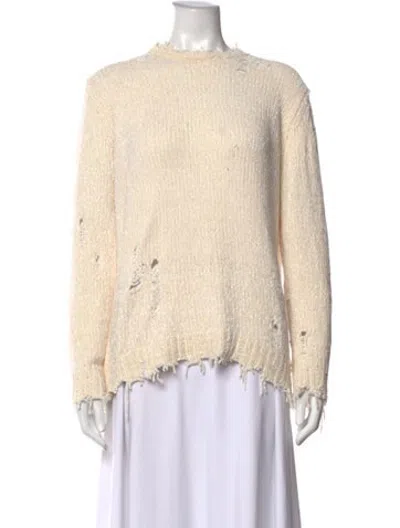 Pre-owned R13 Distressed Chenille Crewneck Crew Neck Sweater In Neutrals