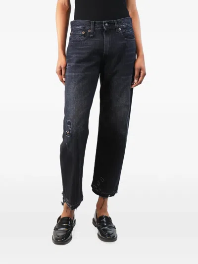 Pre-owned R13 Distressed Cropped Jeans In Black