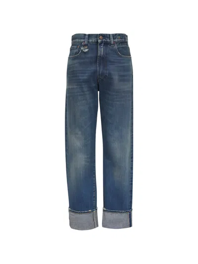 R13 Distressed Cuffed Jeans In Blue