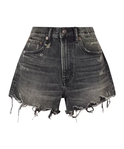 R13 Distressed Denim Shorts In Black
