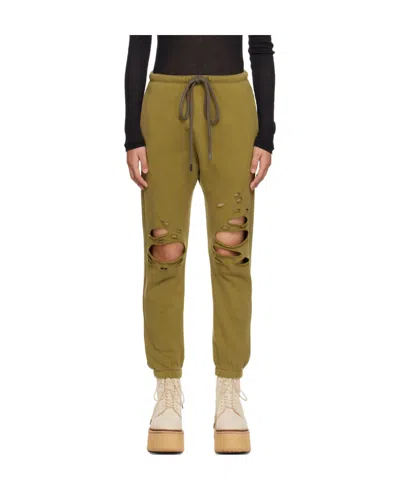 R13 Distressed-detail Track Pants In Green