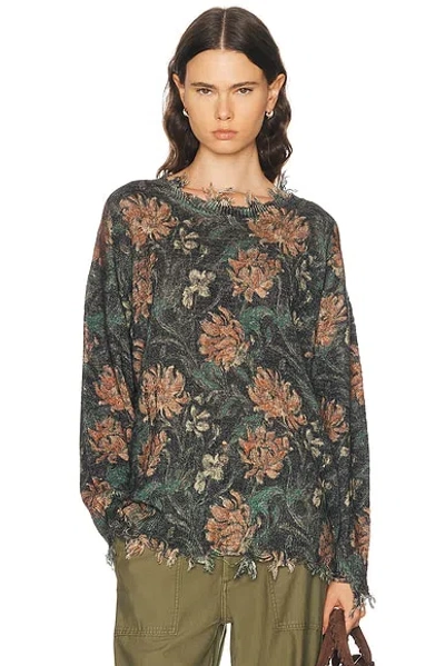 R13 Distressed Edge Crewneck Sweater In Multi