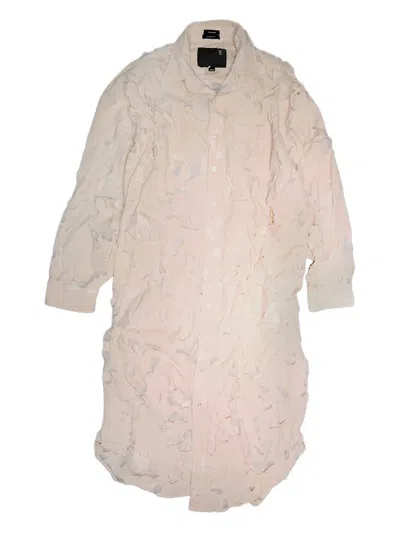 R13 Distressed-effect Midi Shirt Dress In Neutral