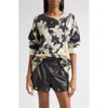 R13 Floral-print Distressed Sweatshirt In Blue