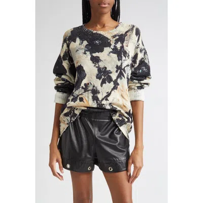 R13 R13 DISTRESSED FLORAL COTTON SWEATER