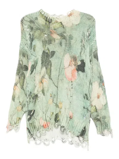 R13 Distressed Floral-print Jumper In Multi