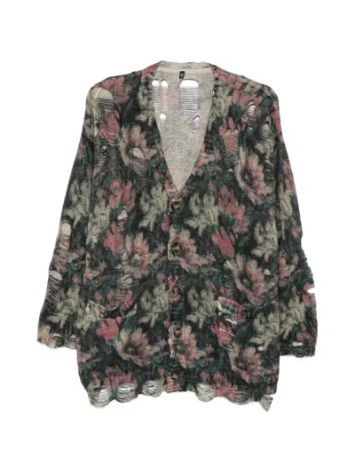 R13 Distressed Floral-print Cardigan In Multi