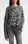 R13 Distressed Heart Print Cashmere Sweater In Gray