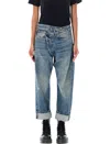 R13 Crossover Waist Distressed Jeans In Blue