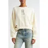 R13 Distressed Logo Graphic Crop Sweatshirt In Neutral