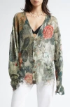 R13 Cardigan Mit Blumen-print In Camo Rose