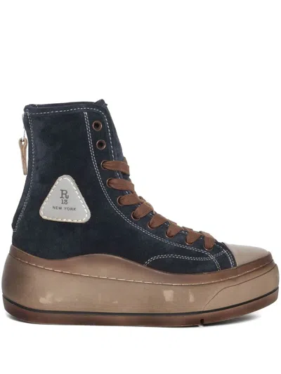 R13 Distressed Tall Kurt Sneakers In Blue