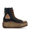 R13 Navy Distressed Tall Kurt Sneakers In Navy Blue