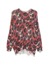 R13 Distressed Leopard-print Cotton Sweater In Red
