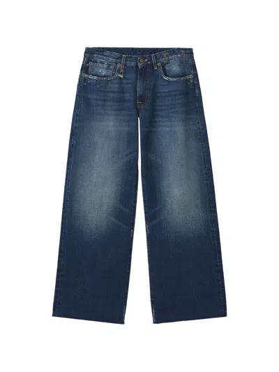 R13 Distressed Wide-leg Jeans In Blue