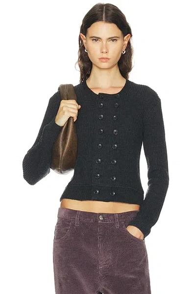 R13 Double Breasted Cardigan In Dark Charcoal Grey
