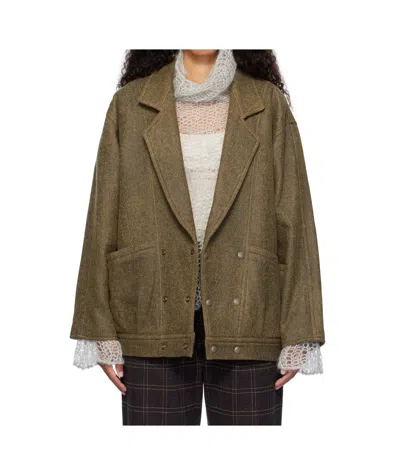 R13 Double-breasted Casual Jacket In Green