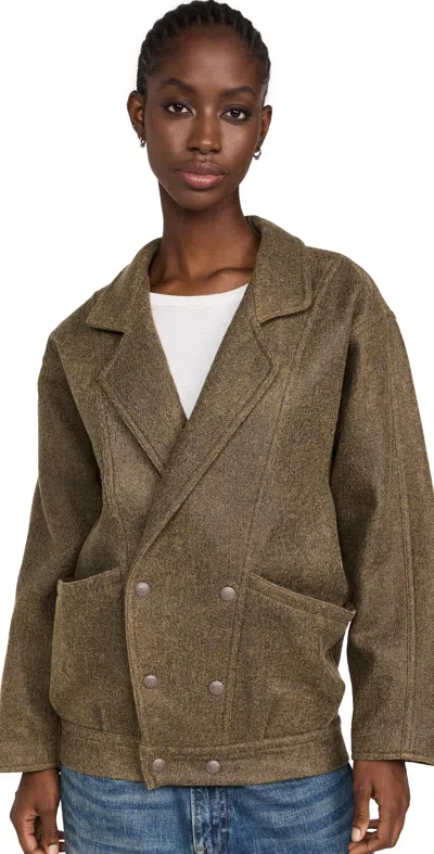 R13 Double Breasted Jacket Coated Wool In R429a Coated Wool