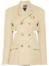 R13 Open Back Double Breasted Blazer In Neutrals