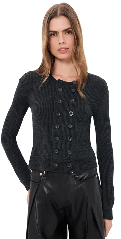 R13 Double Breasted Wool Cardigan Dark Charcoal Grey