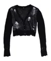 R13 Cropped Layered Distressed Cashmere Cardigan In Black