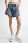 R13 Double Loop Venti Denim Shorts In Barter Indigo
