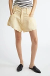 R13 Double Loop Venti Linen Shorts In Maize Linen Chambray