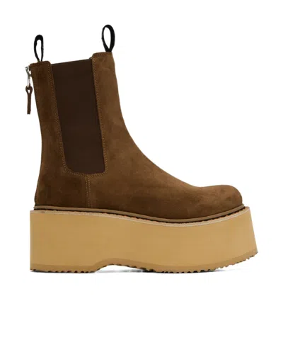 R13 Double Stack Chelsea Boots In Brown