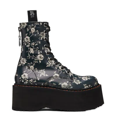 R13 Double Stack Print Ankle Boots In Black