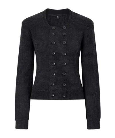 R13 Double-breasted Ribbed-knit Merino Wool Cardigan In Black