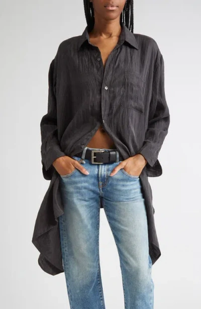 R13 Draped Front Button-up Shirt In Black