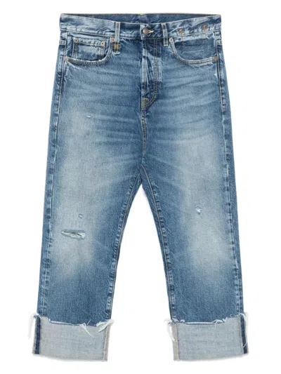 R13 Drop-crotch Jeans With Whiskering Effect In Blue
