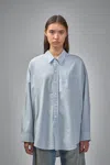 R13 Paint-splatter Chambray Shirt In Blue