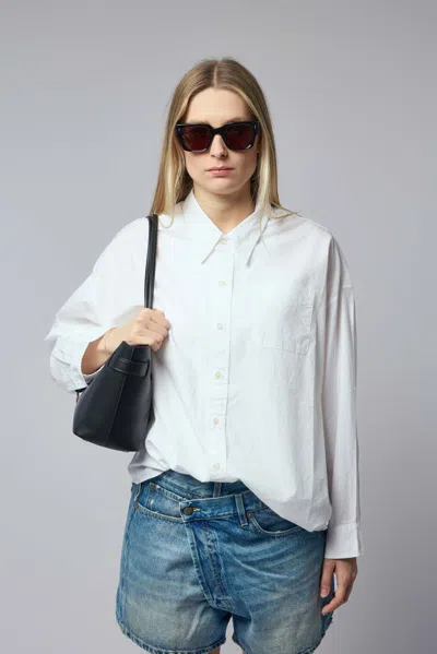 R13 Drop Neck Oxford Shirt In White