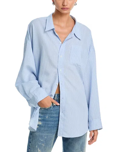 R13 Drop Neck Shirt In Blue