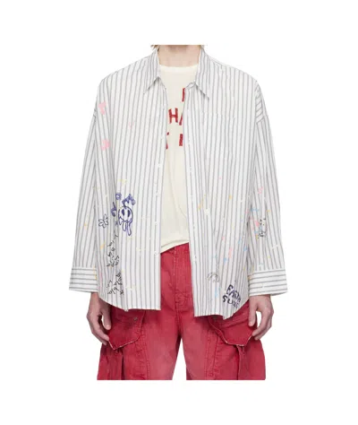 R13 Drop Neck Shirt In Nvy Strp Pnt Spltr S