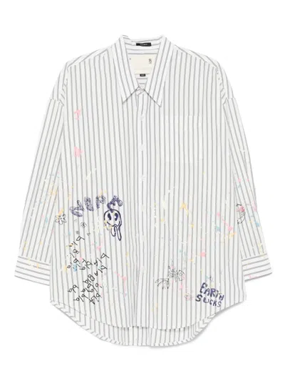 R13 Drop-neck Striped-pattern Shirt In Multi