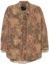 R13 Drop Neck Tuxedo Shirt In Brown