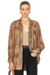 R13 Drop Neck Tuxedo Shirt In Paisley Print
