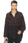 R13 Drop Neck Workshirt In Multi