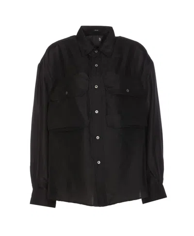 R13 Drop Shoulder Buttoned Shirt In Black